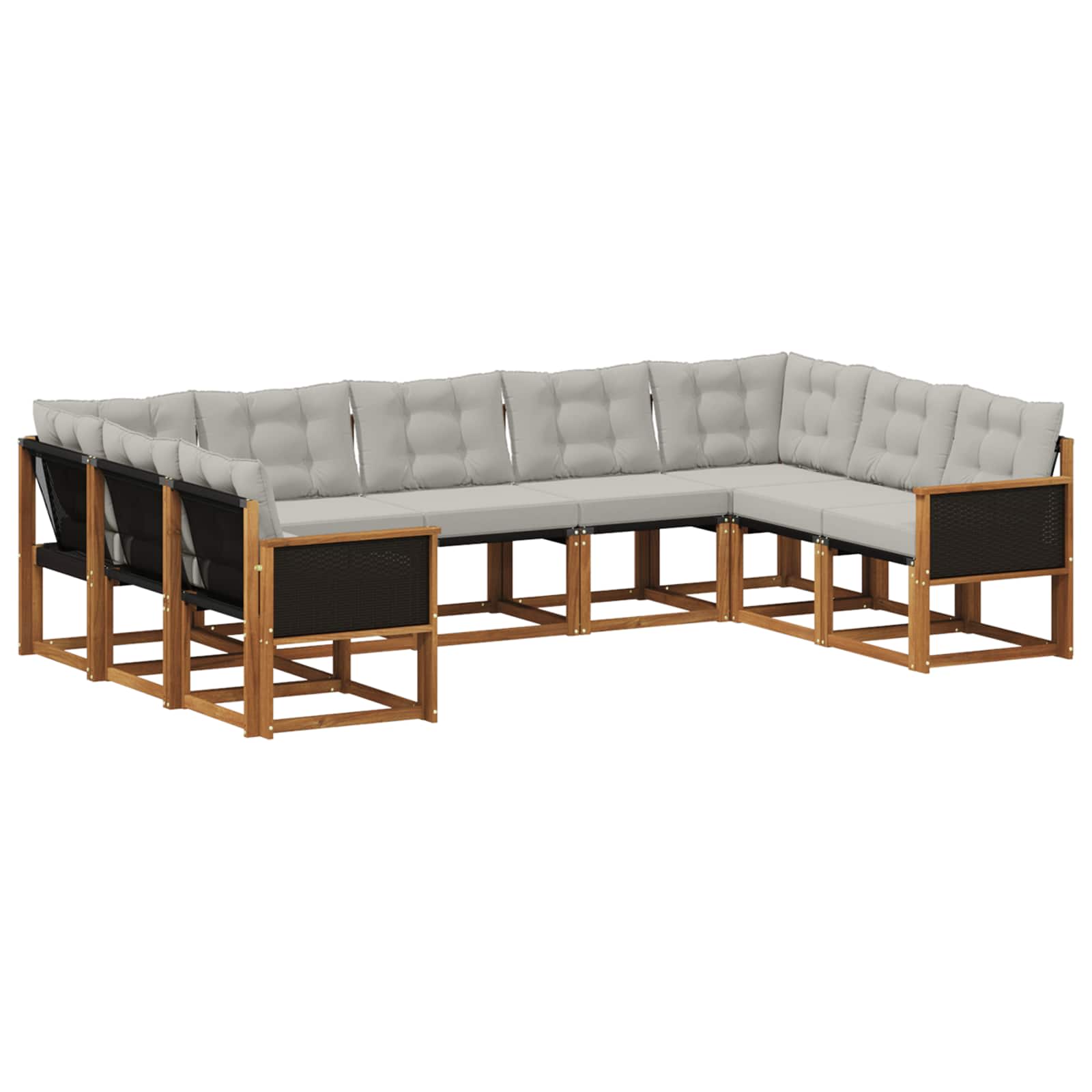 Set vanjskih sofa s jastukom 9 pcs Prirodna i Svjetlosiva