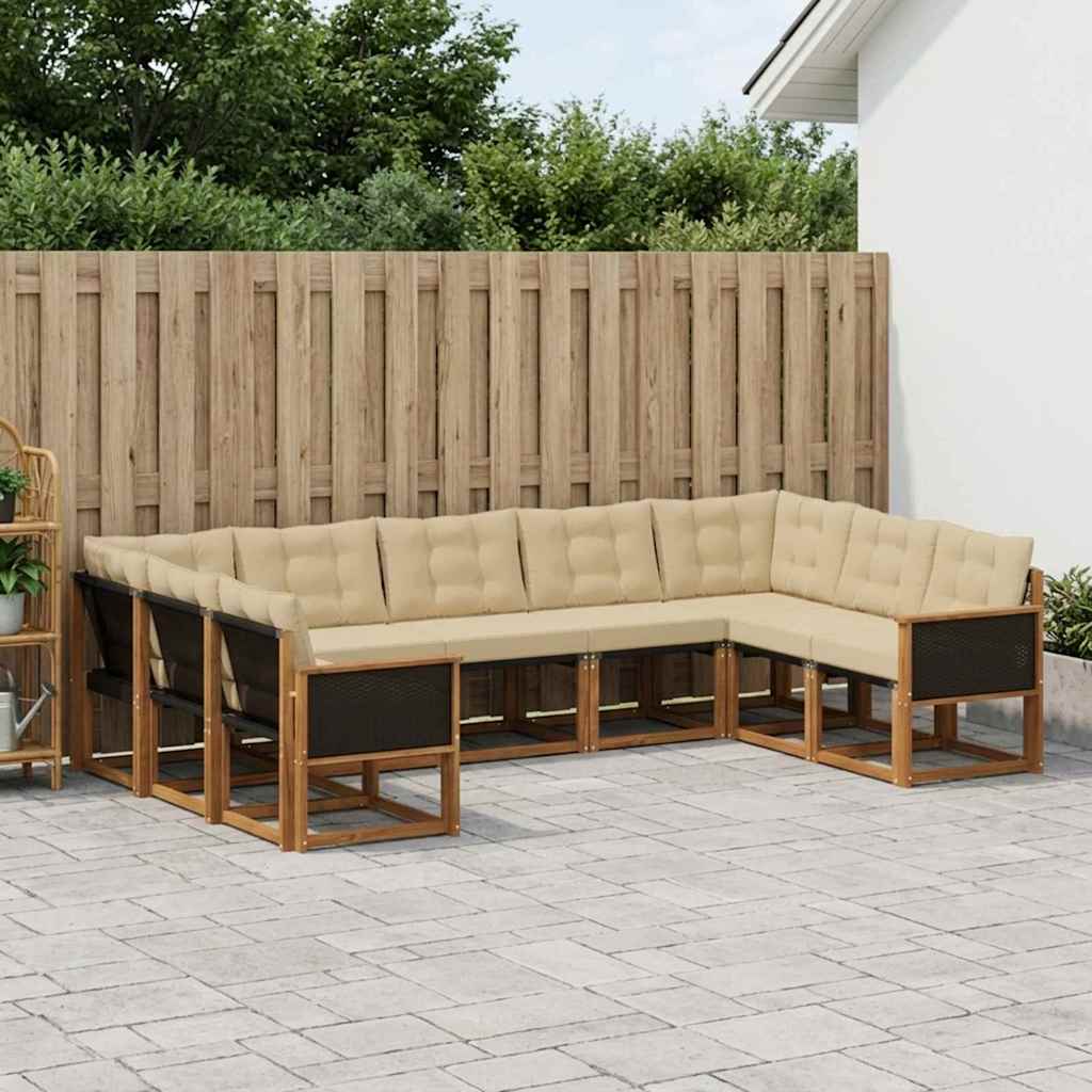Set vanjskih sofa 9 kom. Prirodna i bež