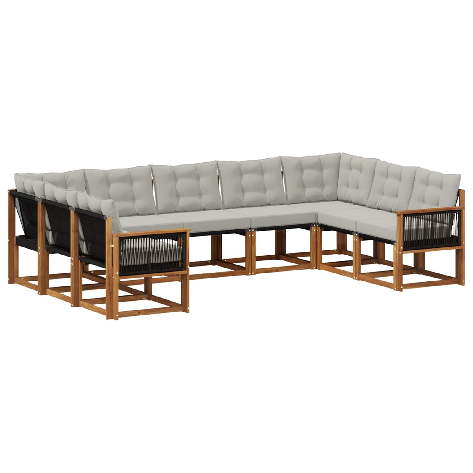 Set vanjskih sofa s jastukom 9 pcs Prirodna i Svjetlosiva