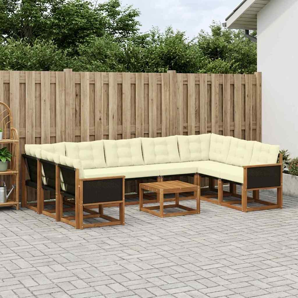 Set vanjskih sofa 10 kom. Prirodna i krem
