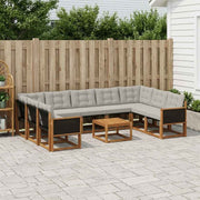 Set vanjskih sofa s jastukom 10 pcs Prirodna i Svjetlosiva