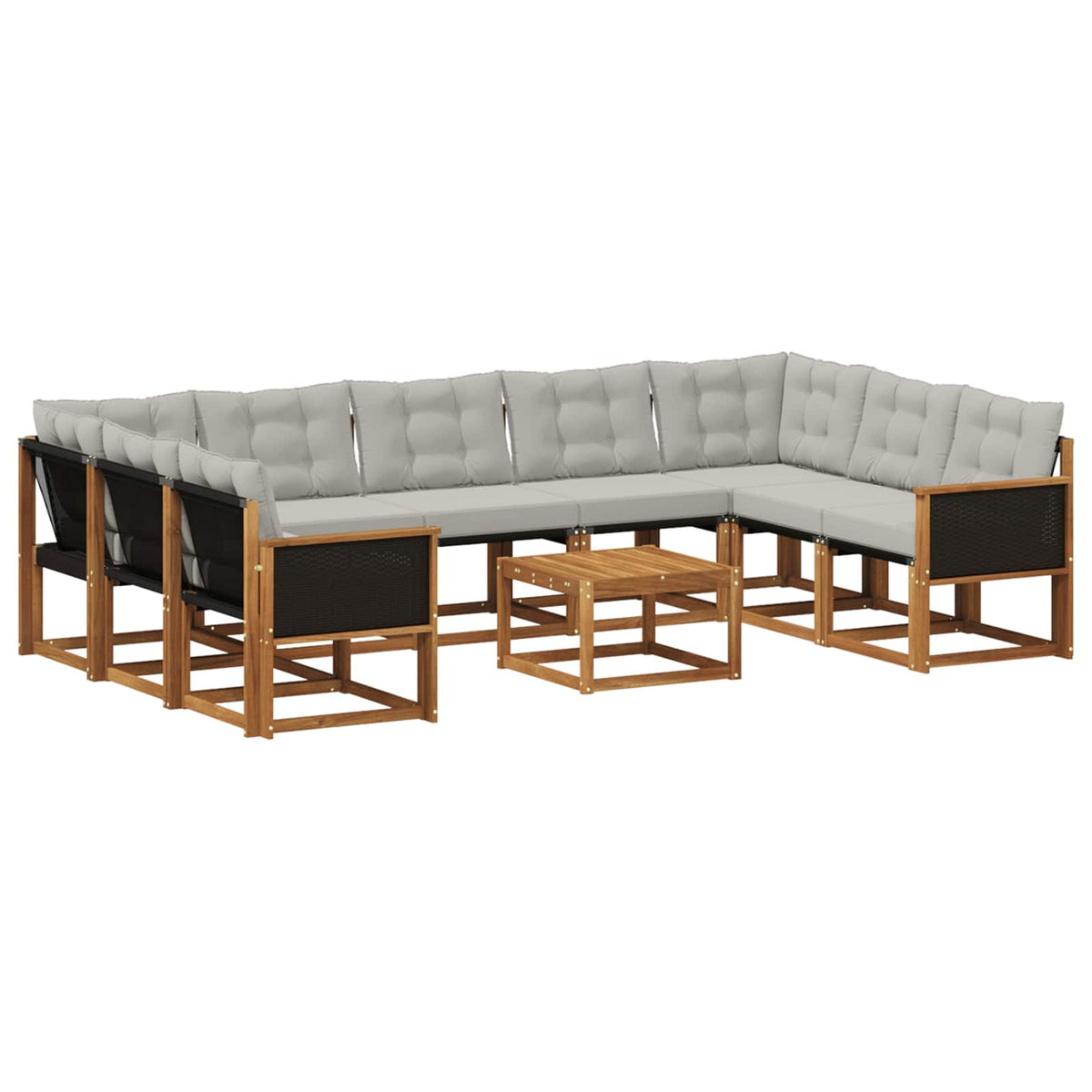 Set vanjskih sofa s jastukom 10 pcs Prirodna i Svjetlosiva