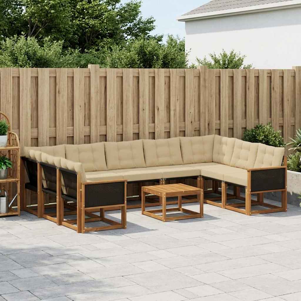 Set vanjskih sofa 10 kom. Prirodna i bež