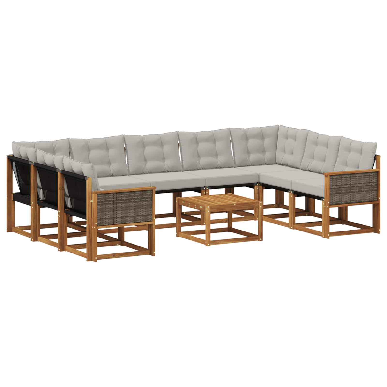 Set vanjskih sofa s jastukom 10 pcs Prirodna i Svjetlosiva