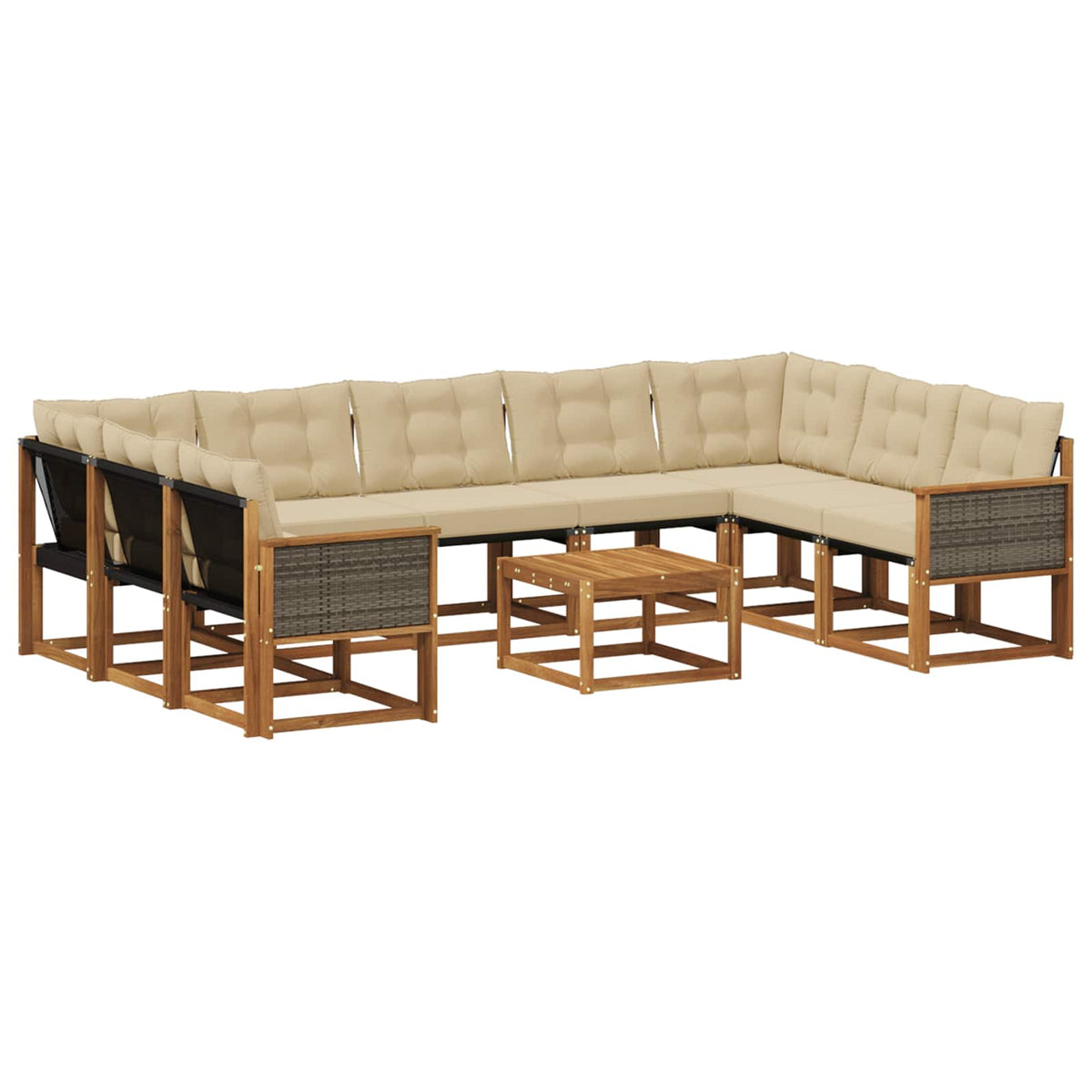 Set vanjskih sofa 10 kom. Prirodna i bež