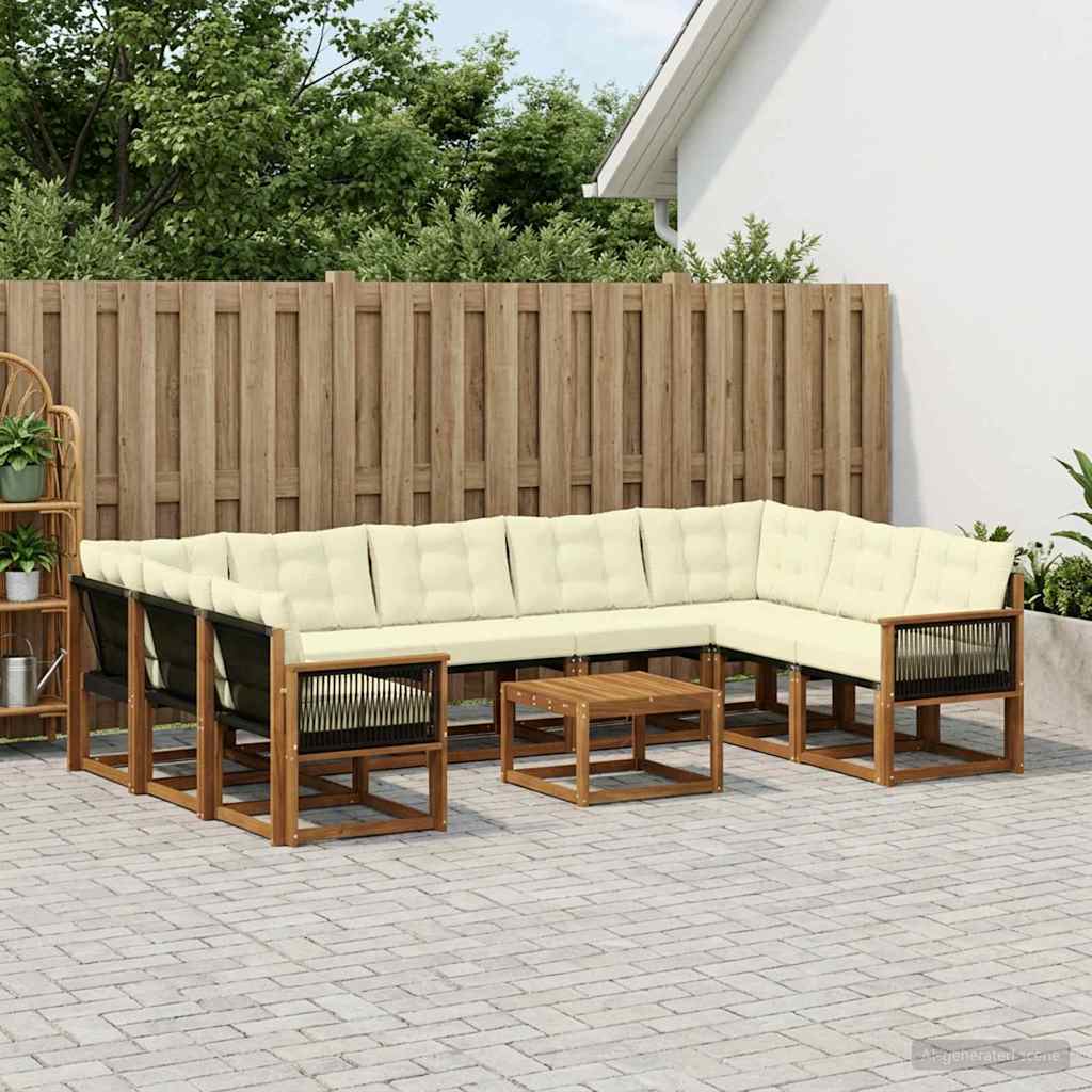 Set vanjskih sofa 10 kom. Prirodna i krem
