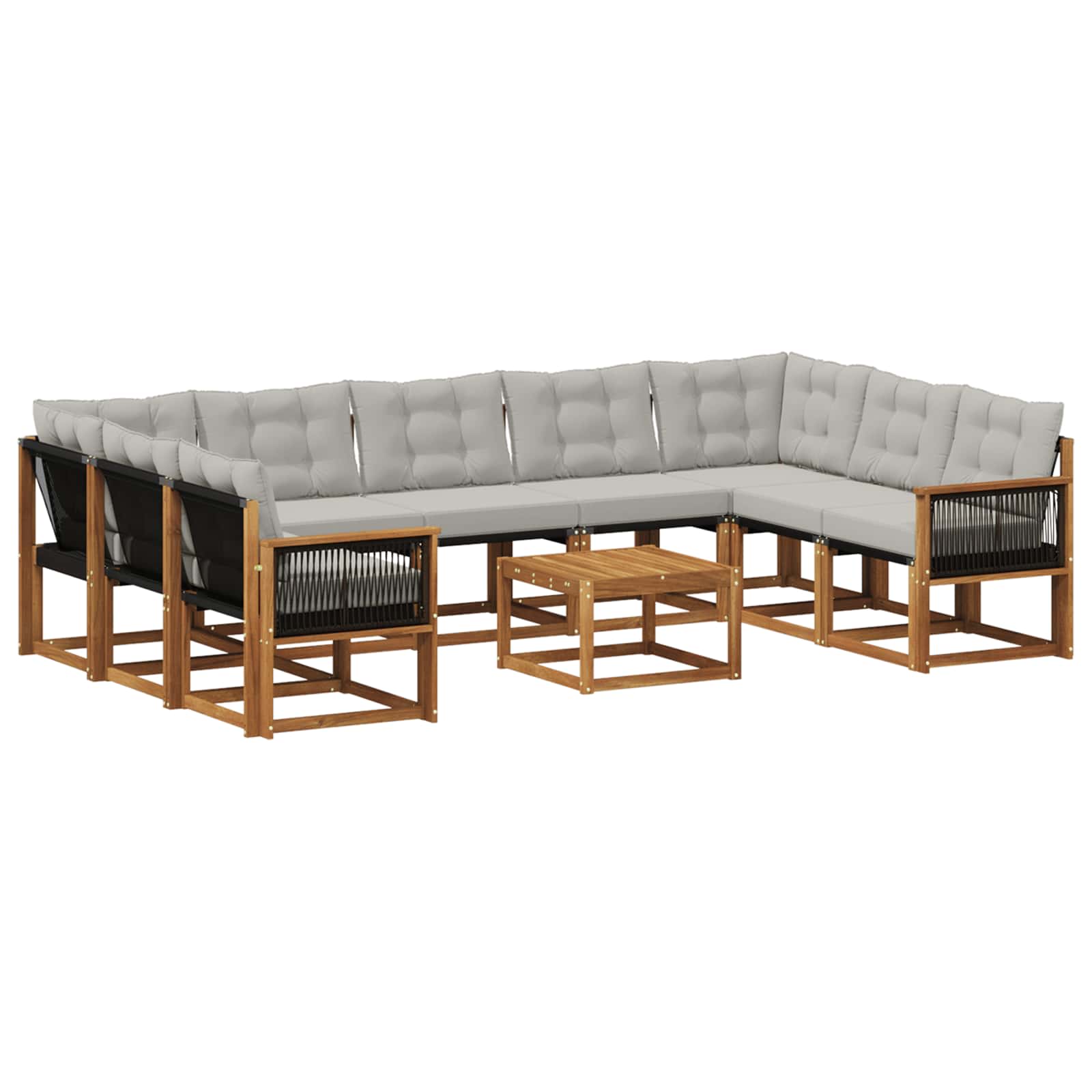 Set vanjskih sofa s jastukom 10 pcs Prirodna i Svjetlosiva