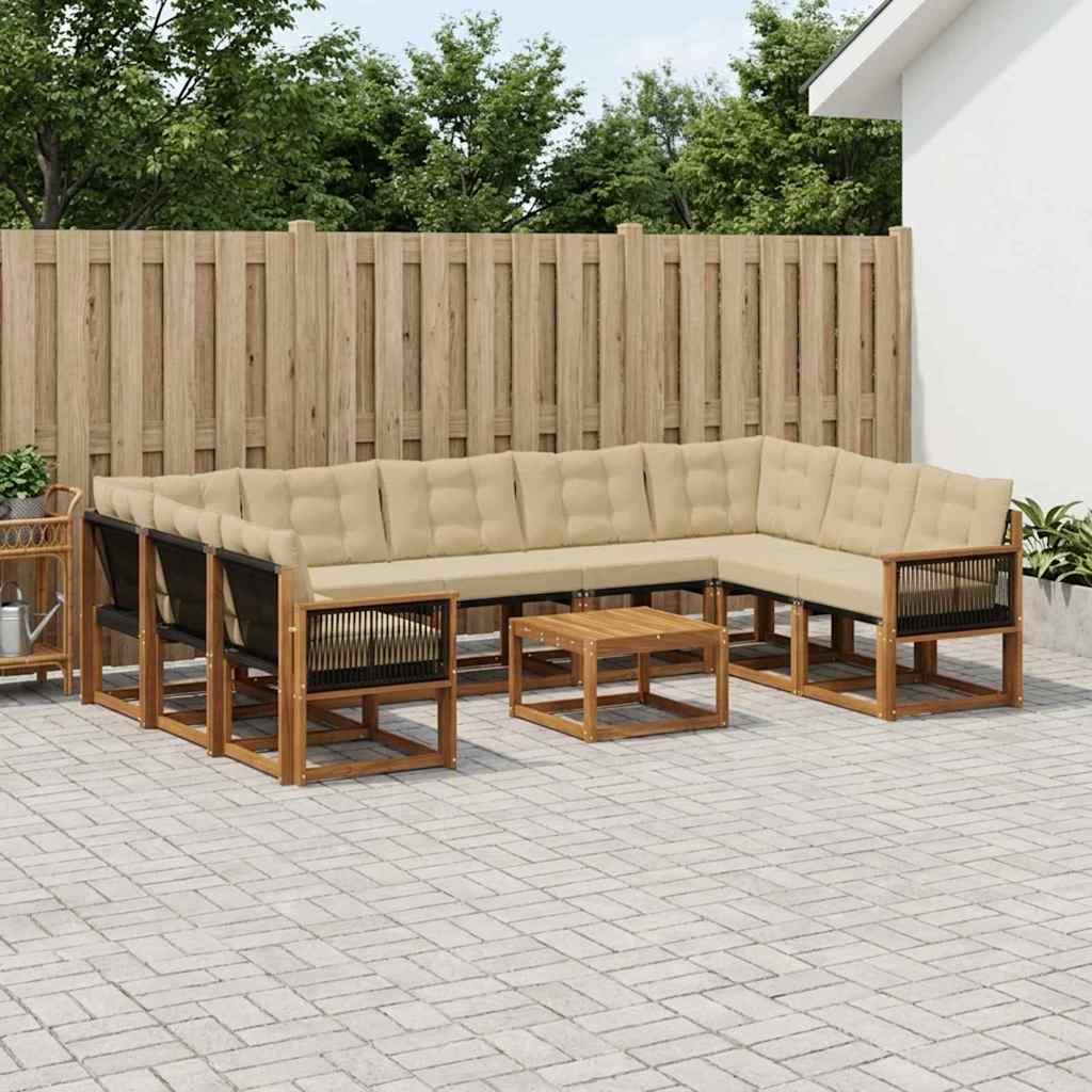 Set vanjskih sofa 10 kom. Prirodna i bež