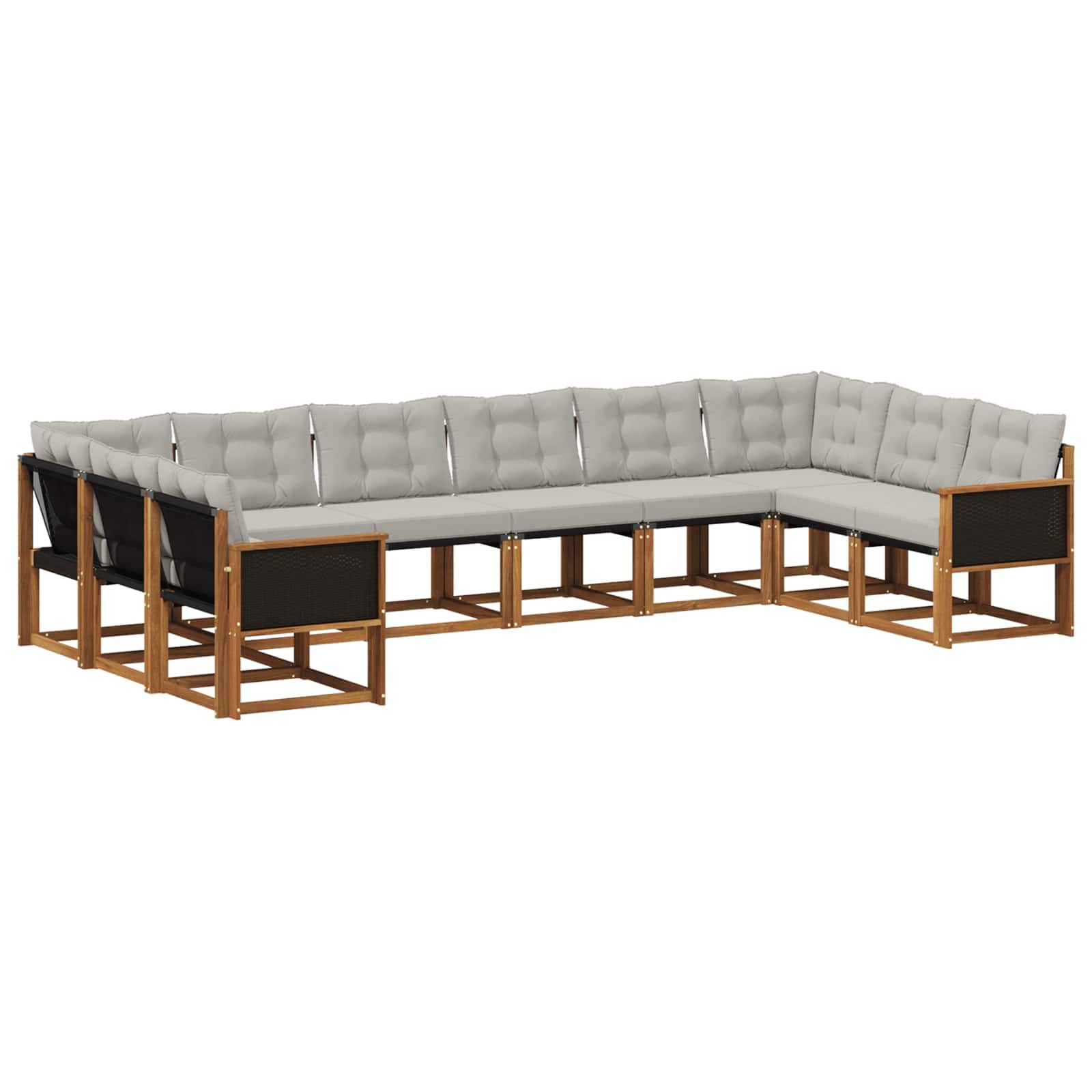 Set vanjskih sofa s jastukom 10 pcs Prirodna i Svjetlosiva