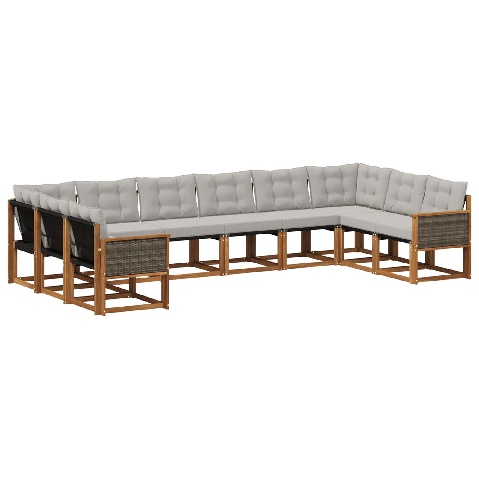 Set vanjskih sofa s jastukom 10 pcs Prirodna i Svjetlosiva