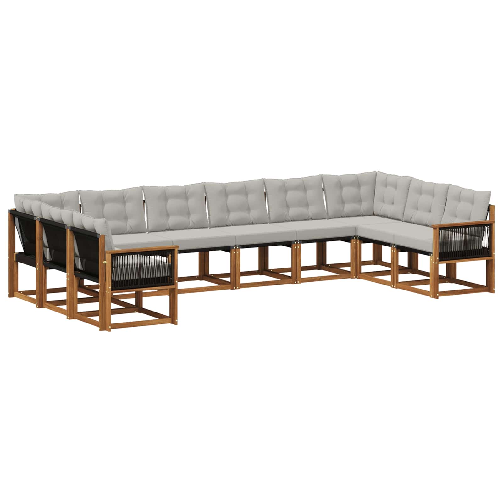 Set vanjskih sofa s jastukom 10 pcs Prirodna i Svjetlosiva
