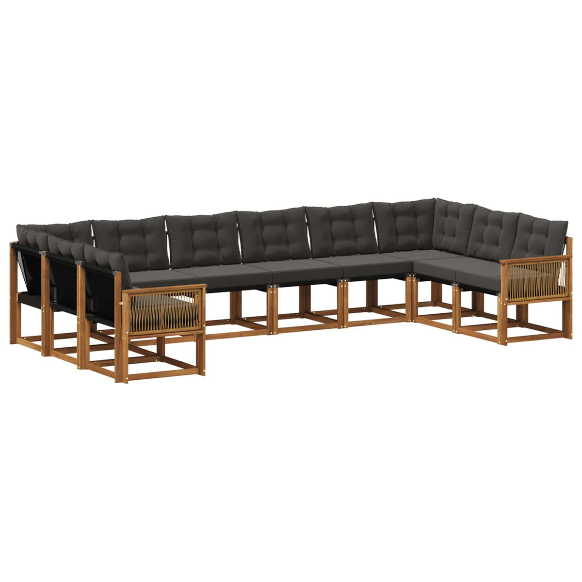 Set vanjskih sofa 10 kom. Prirodna i crna