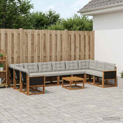 Set vanjskih sofa s jastukom 11 pcs Prirodna i Svjetlosiva
