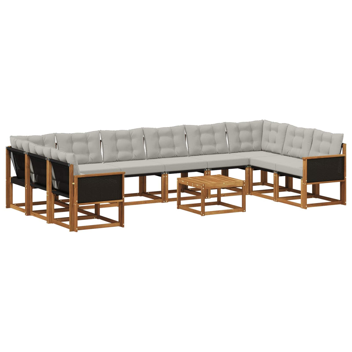 Set vanjskih sofa s jastukom 11 pcs Prirodna i Svjetlosiva
