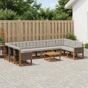 Set vanjskih sofa s jastukom 11 pcs Prirodna i Svjetlosiva