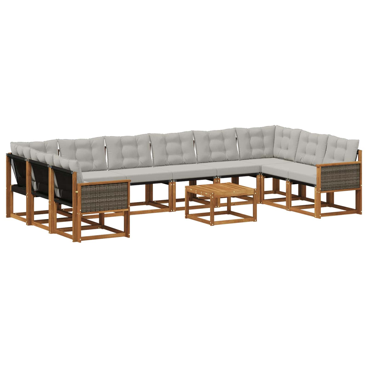 Set vanjskih sofa s jastukom 11 pcs Prirodna i Svjetlosiva