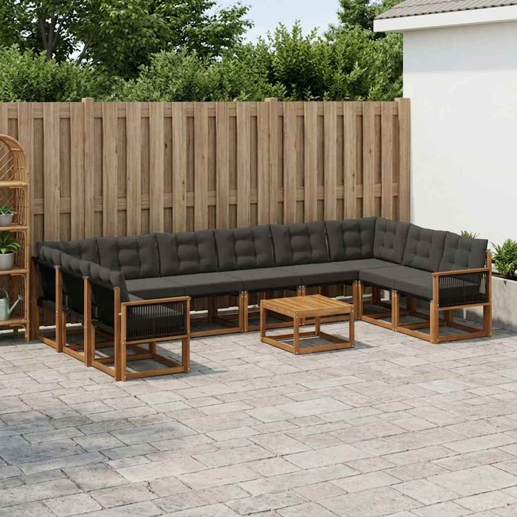 Set vanjskih sofa 11 kom. Prirodna i crna