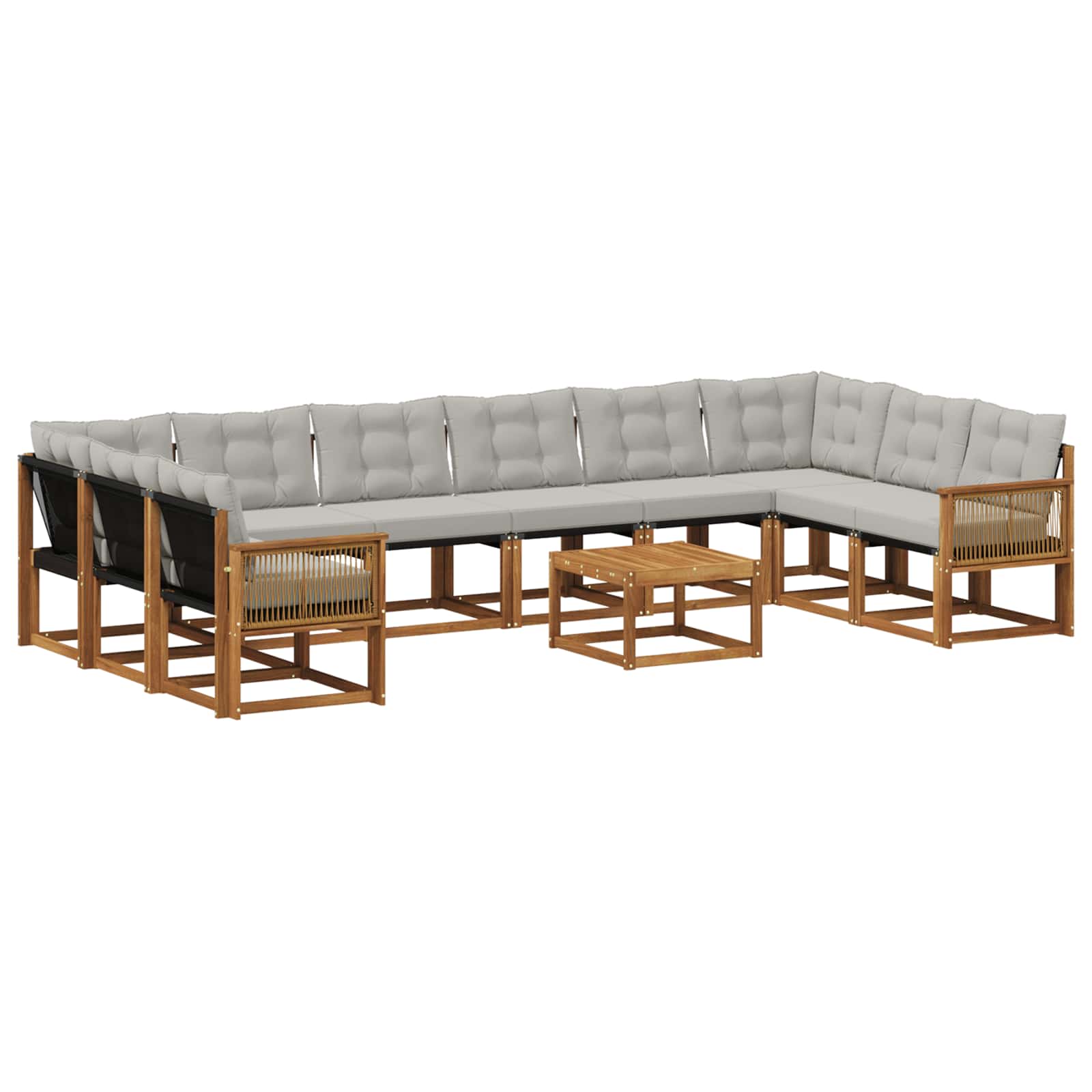Set vanjskih sofa s jastukom 11 pcs Prirodna i svjetlosiva