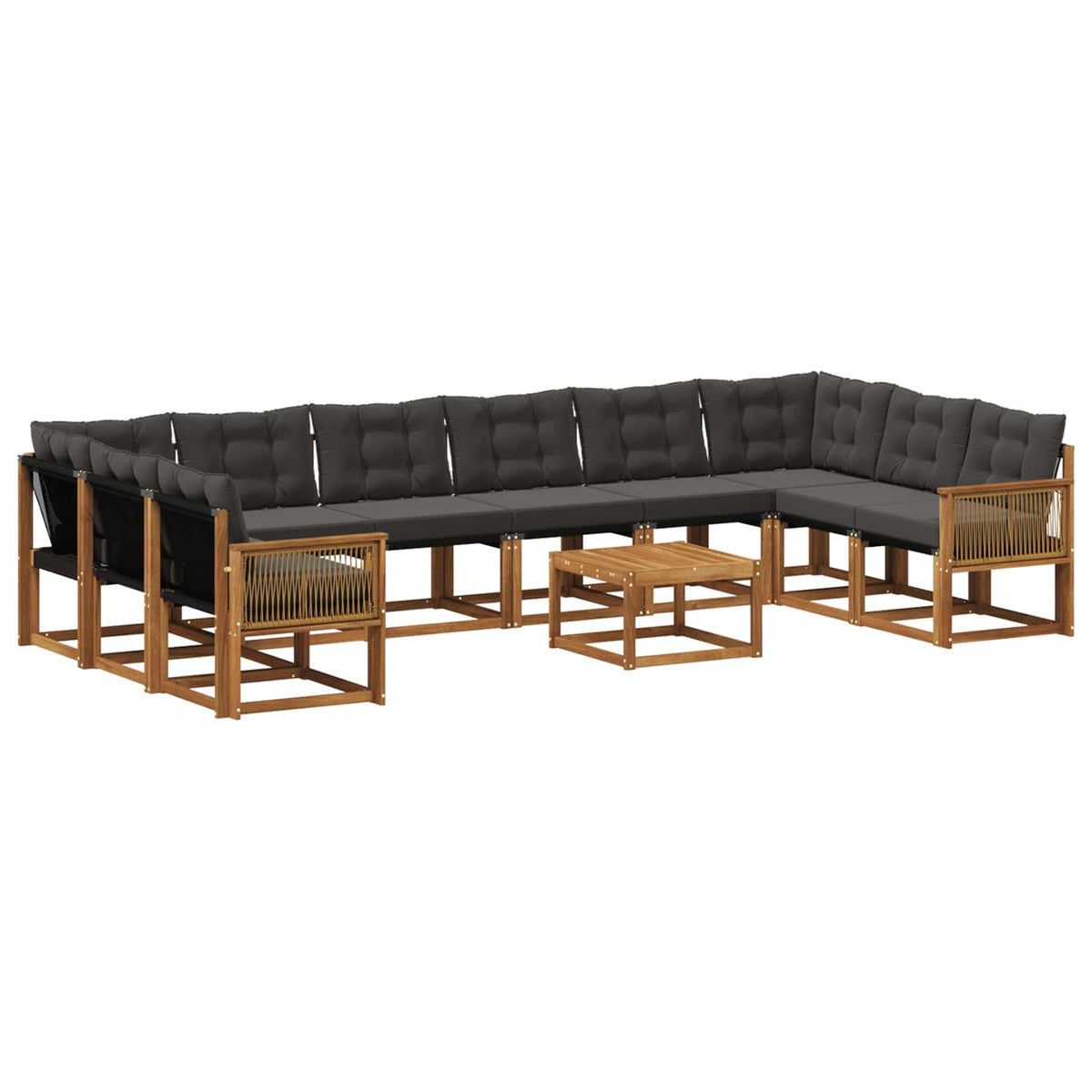Set vanjskih sofa 11 kom. Prirodna i crna
