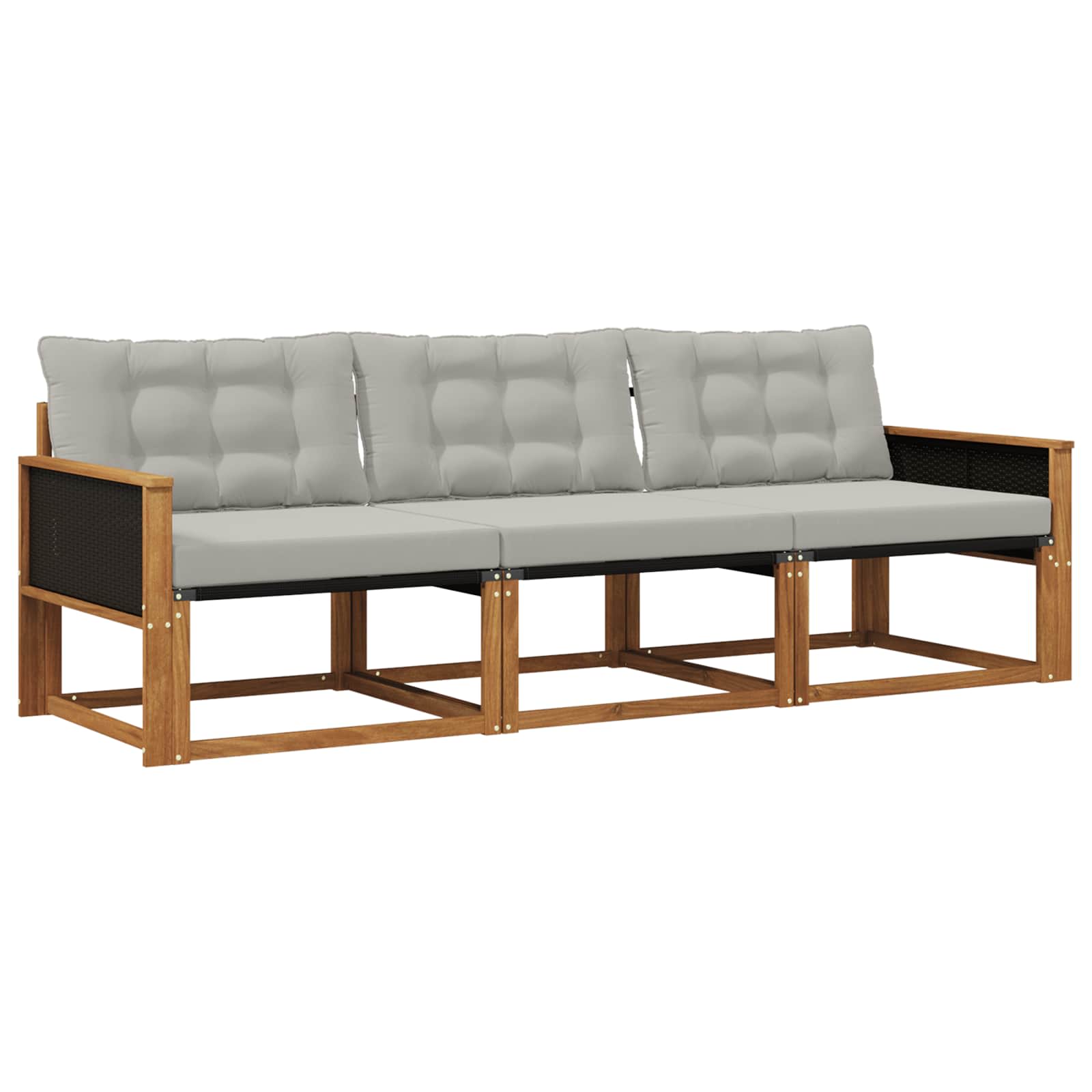 Set vanjskih sofa s jastukom 3 pcs Prirodna i svjetlosiva