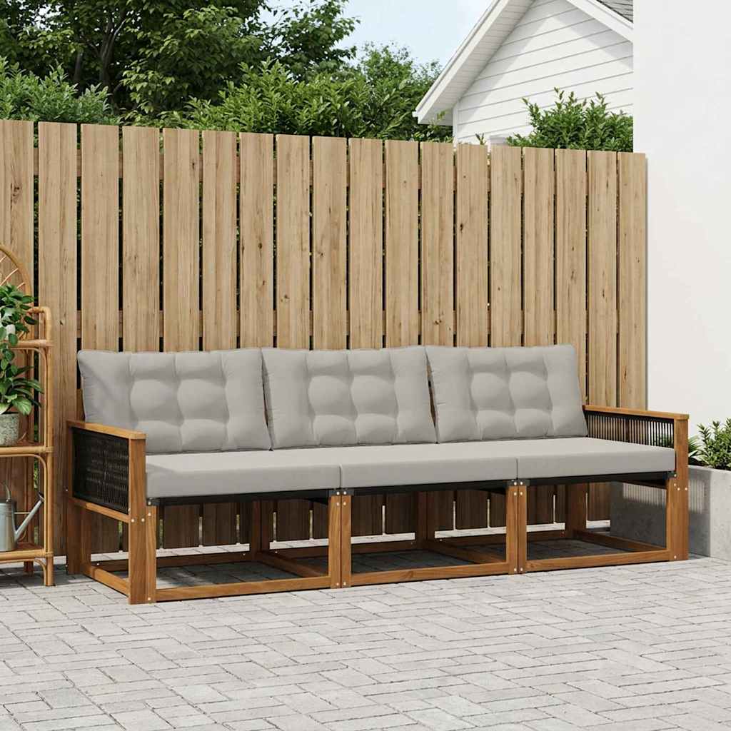 Set vanjskih sofa s jastukom 3 pcs Prirodna i svjetlosiva