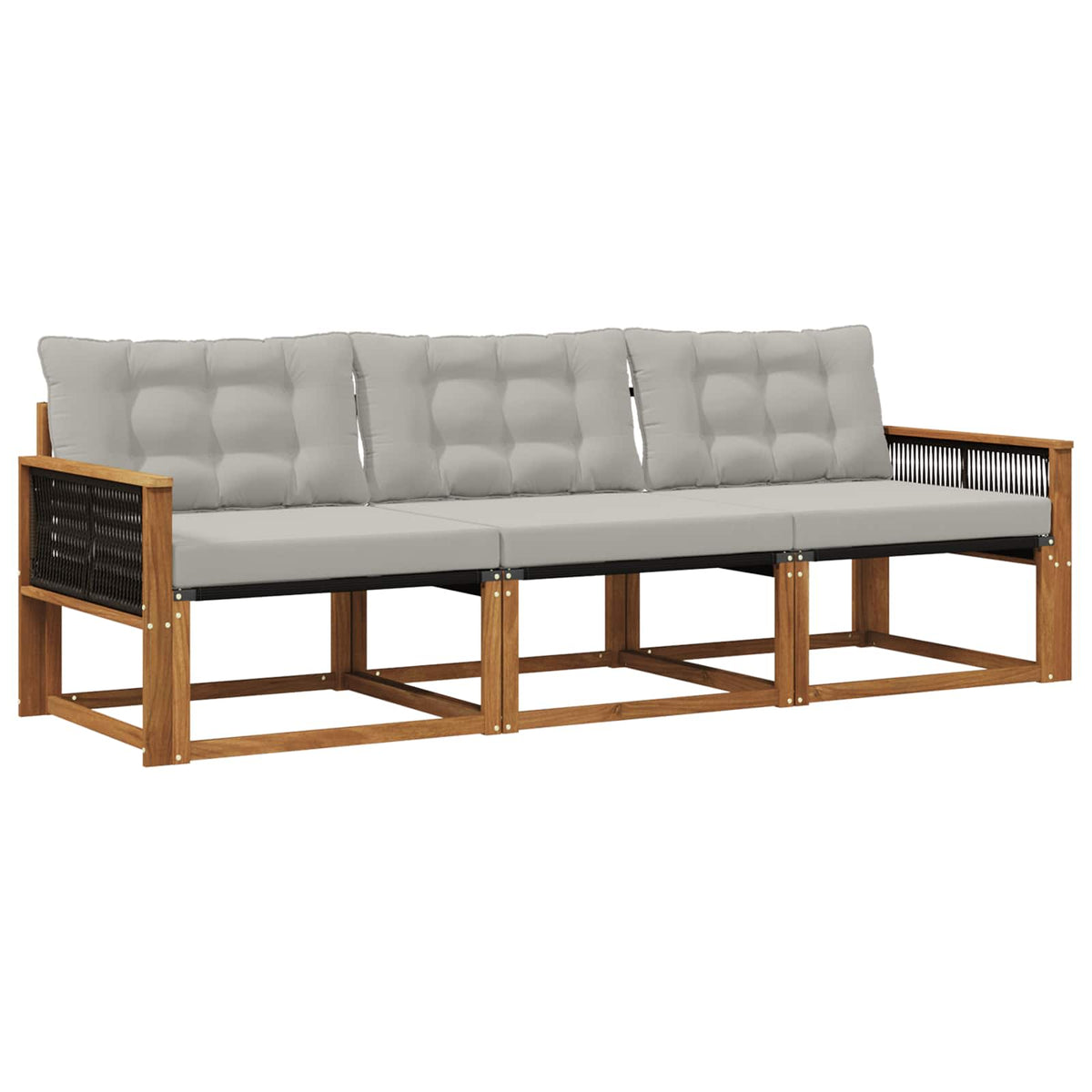 Set vanjskih sofa s jastukom 3 pcs Prirodna i svjetlosiva