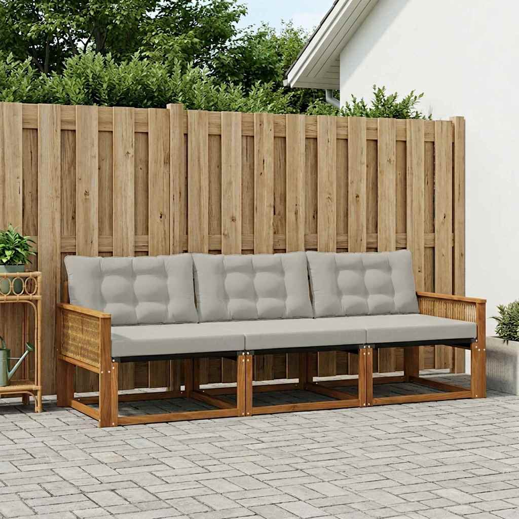 Set vanjskih sofa s jastukom 3 pcs Prirodna i svjetlosiva