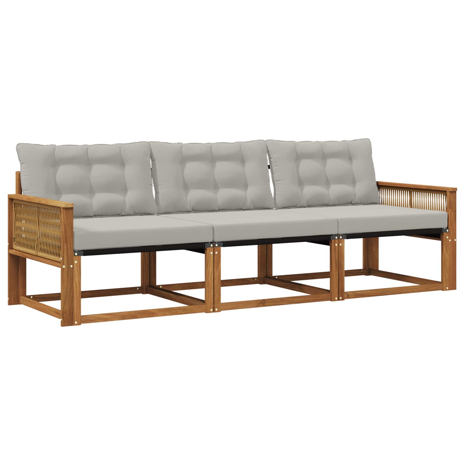 Set vanjskih sofa s jastukom 3 pcs Prirodna i svjetlosiva