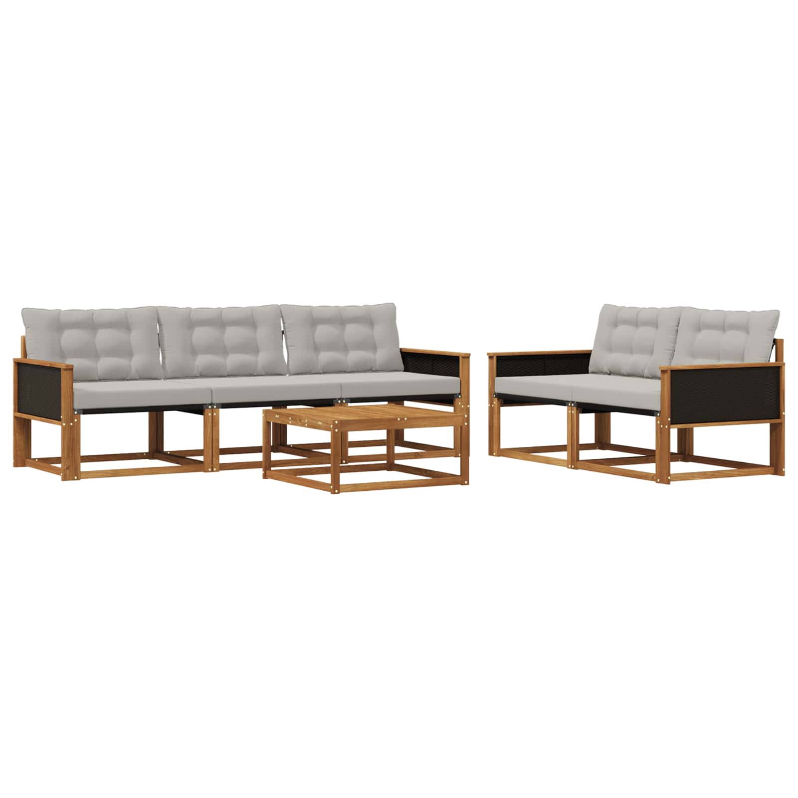 Set vanjskih sofa s jastukom 6 pcs Prirodna i svjetlosiva