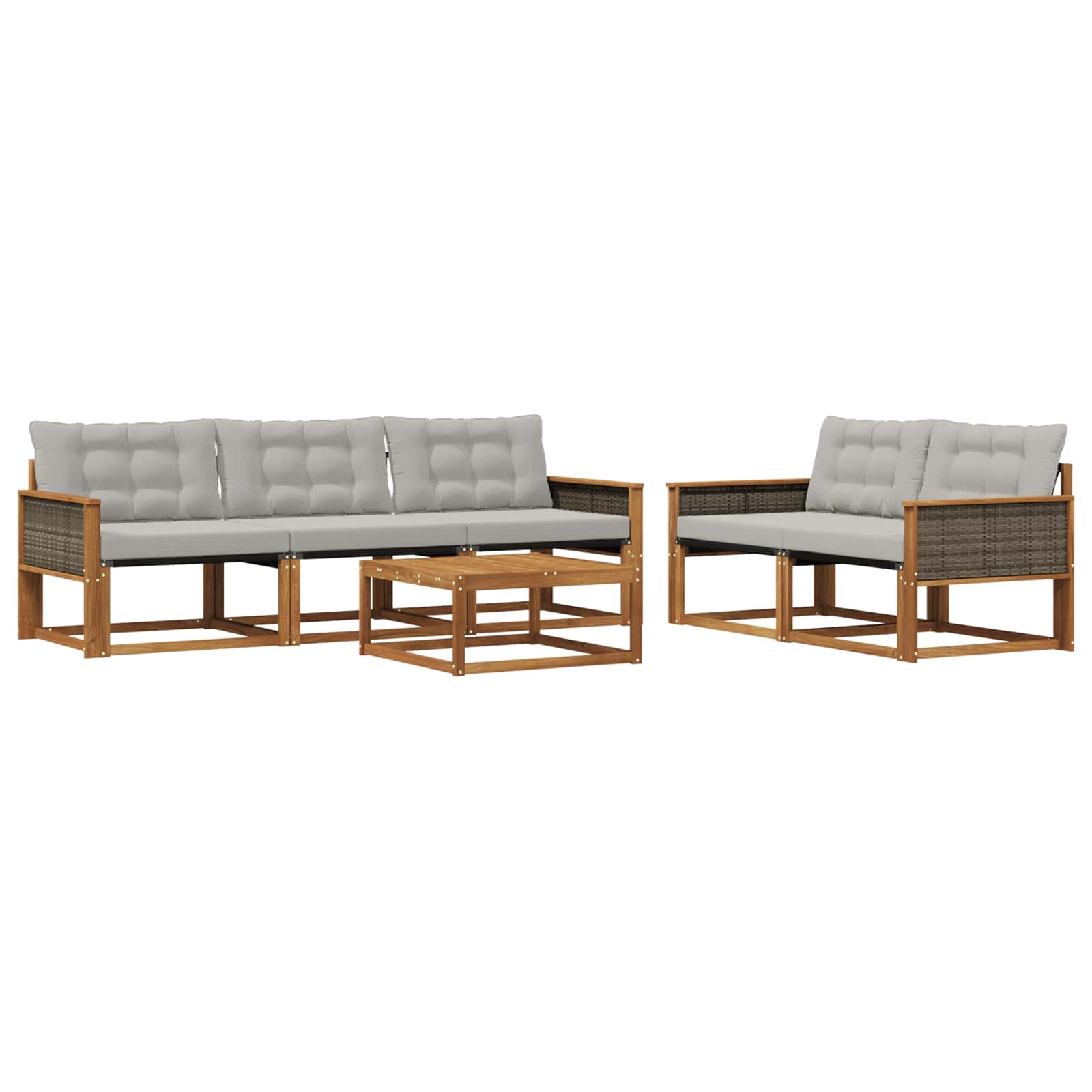 Set vanjskih sofa s jastukom 6 pcs Prirodna i svjetlosiva