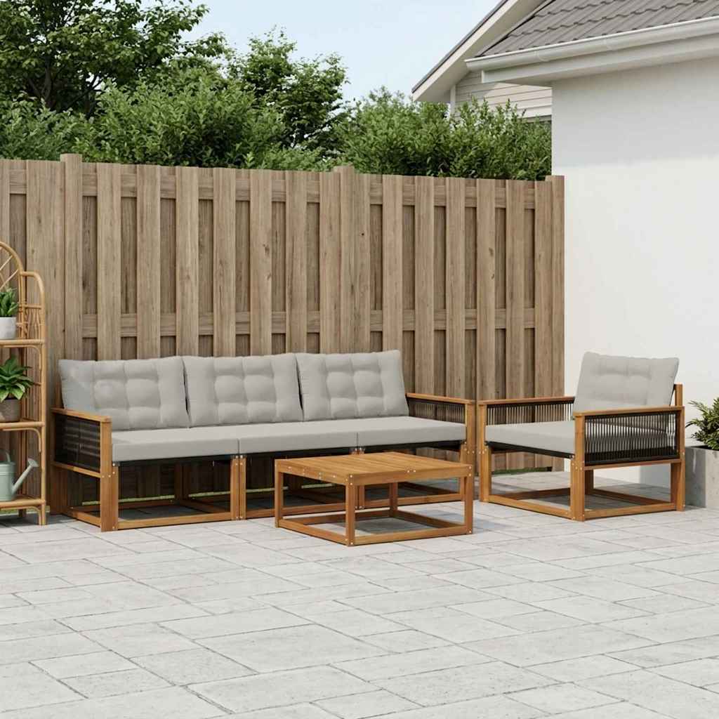 Set vanjskih sofa s jastukom 6 pcs Prirodna i svjetlosiva
