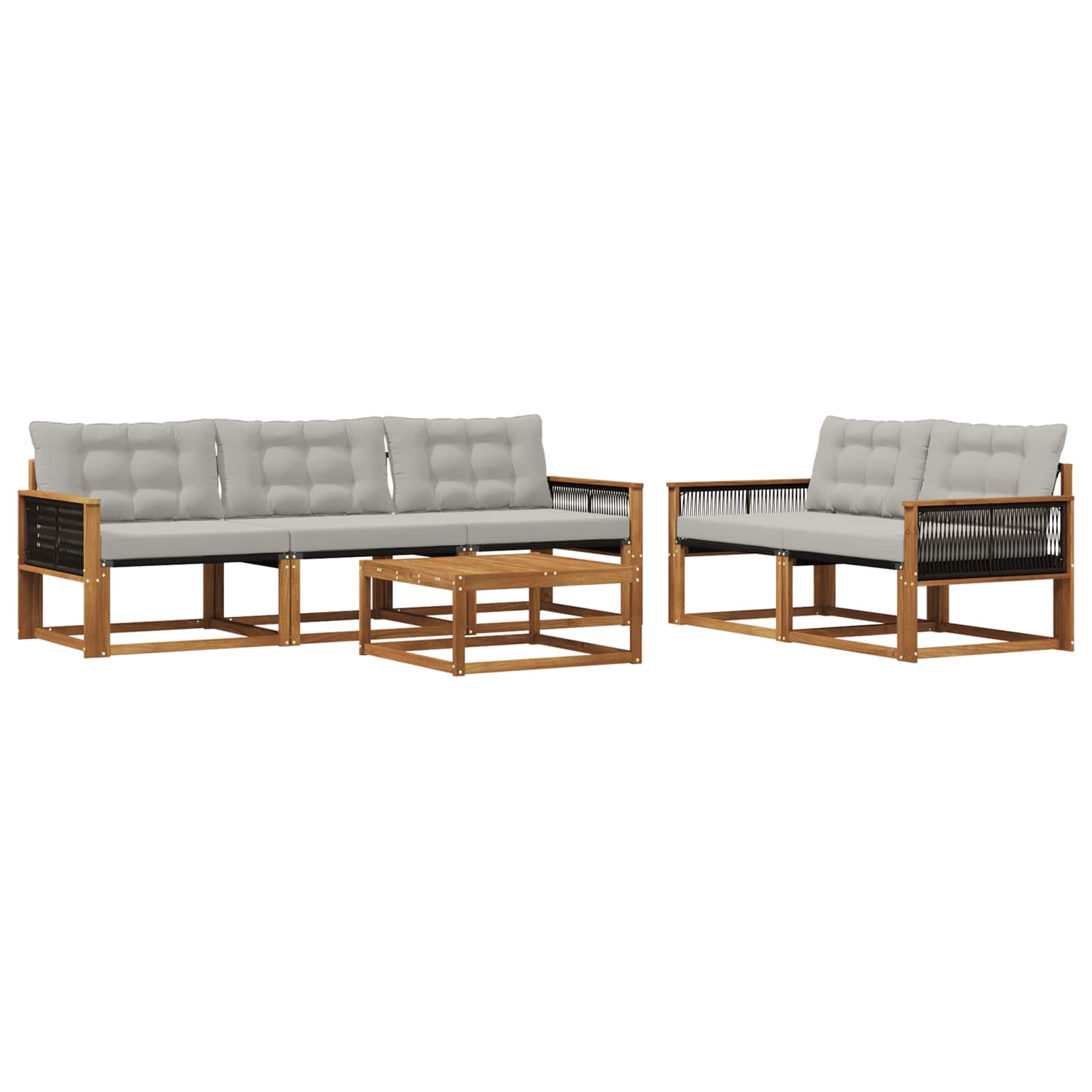 Set vanjskih sofa s jastukom 6 pcs Prirodna i svjetlosiva