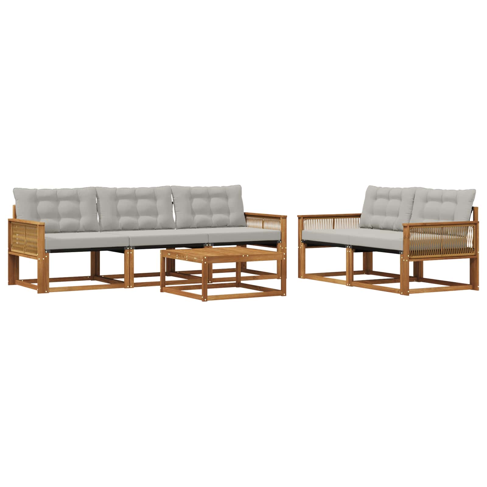 Set vanjskih sofa s jastukom 6 pcs Prirodna i svjetlosiva