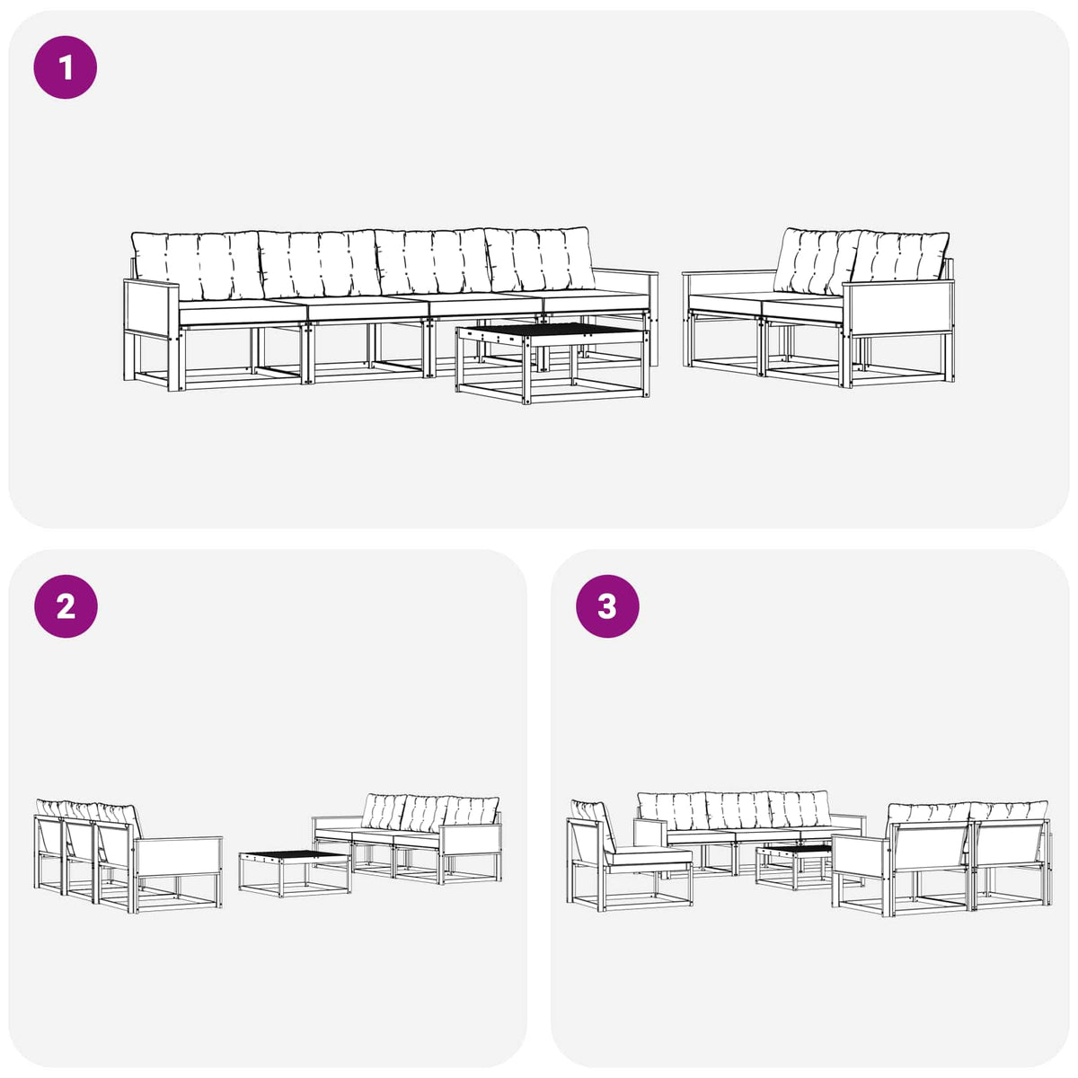 Set vanjskih sofa 7 kom. Prirodna i bež