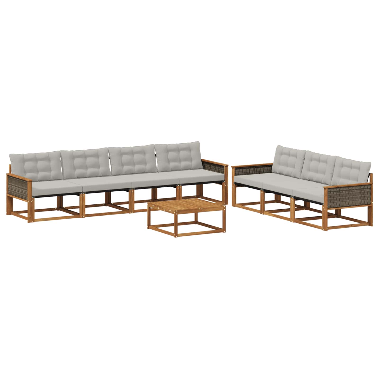 Set vanjskih sofa s jastukom 8 pcs Prirodna i svjetlosiva