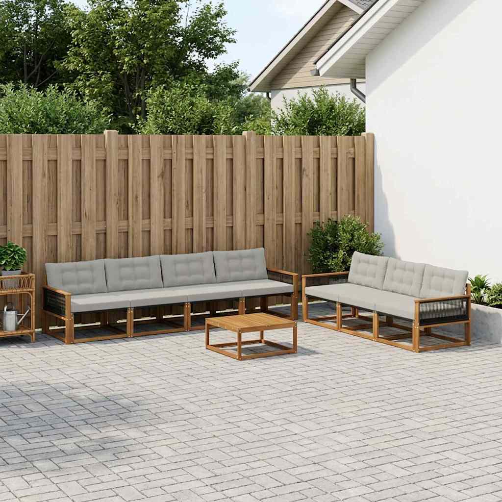 Set vanjskih sofa s jastukom 8 pcs Prirodna i svjetlosiva