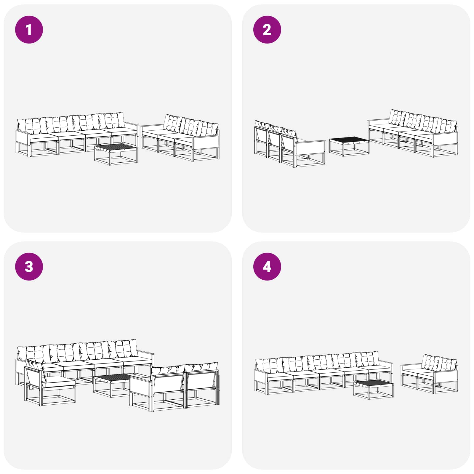 Set vanjskih sofa s jastukom 8 pcs Prirodna i svjetlosiva