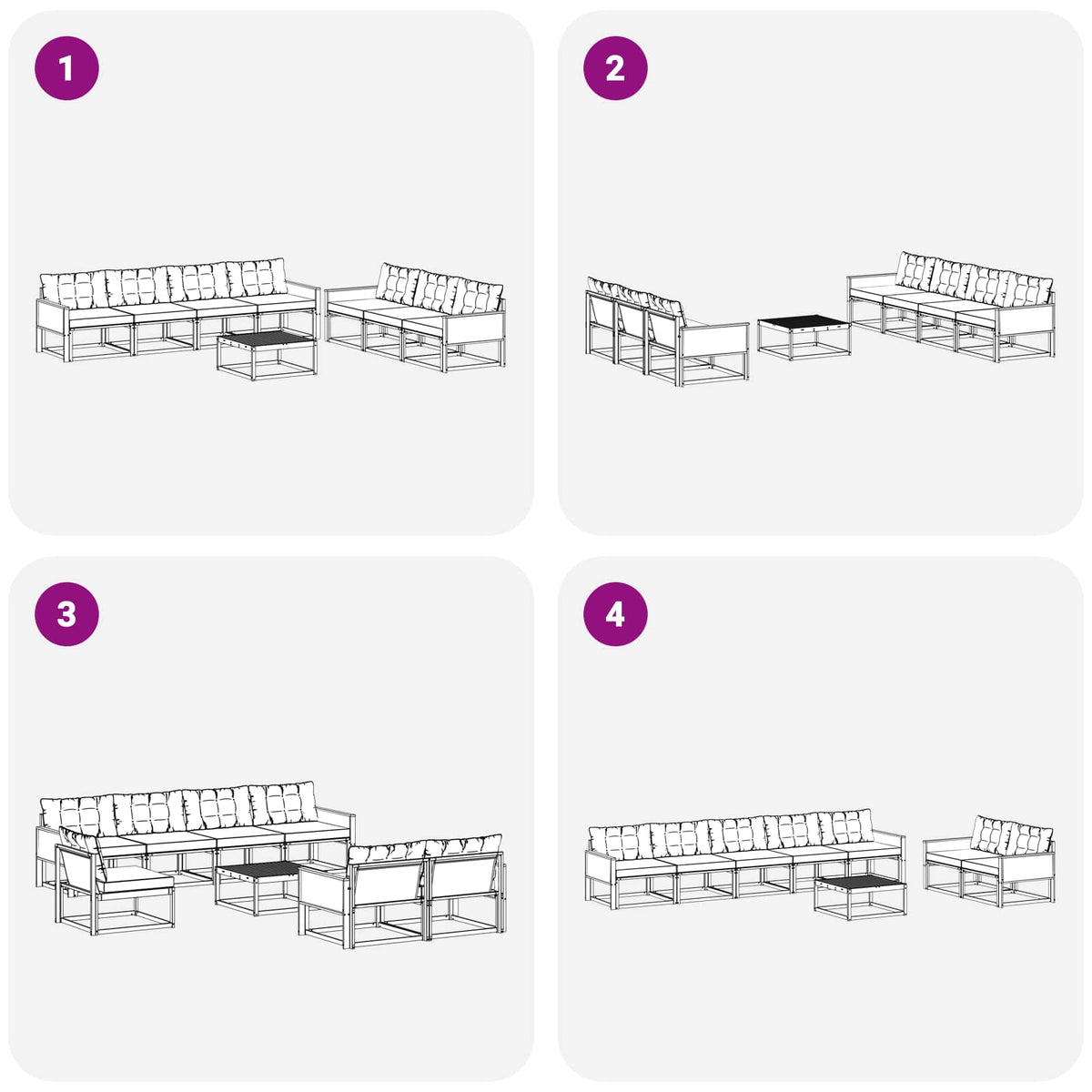 Set vanjskih sofa s jastukom 8 pcs Prirodna i svjetlosiva