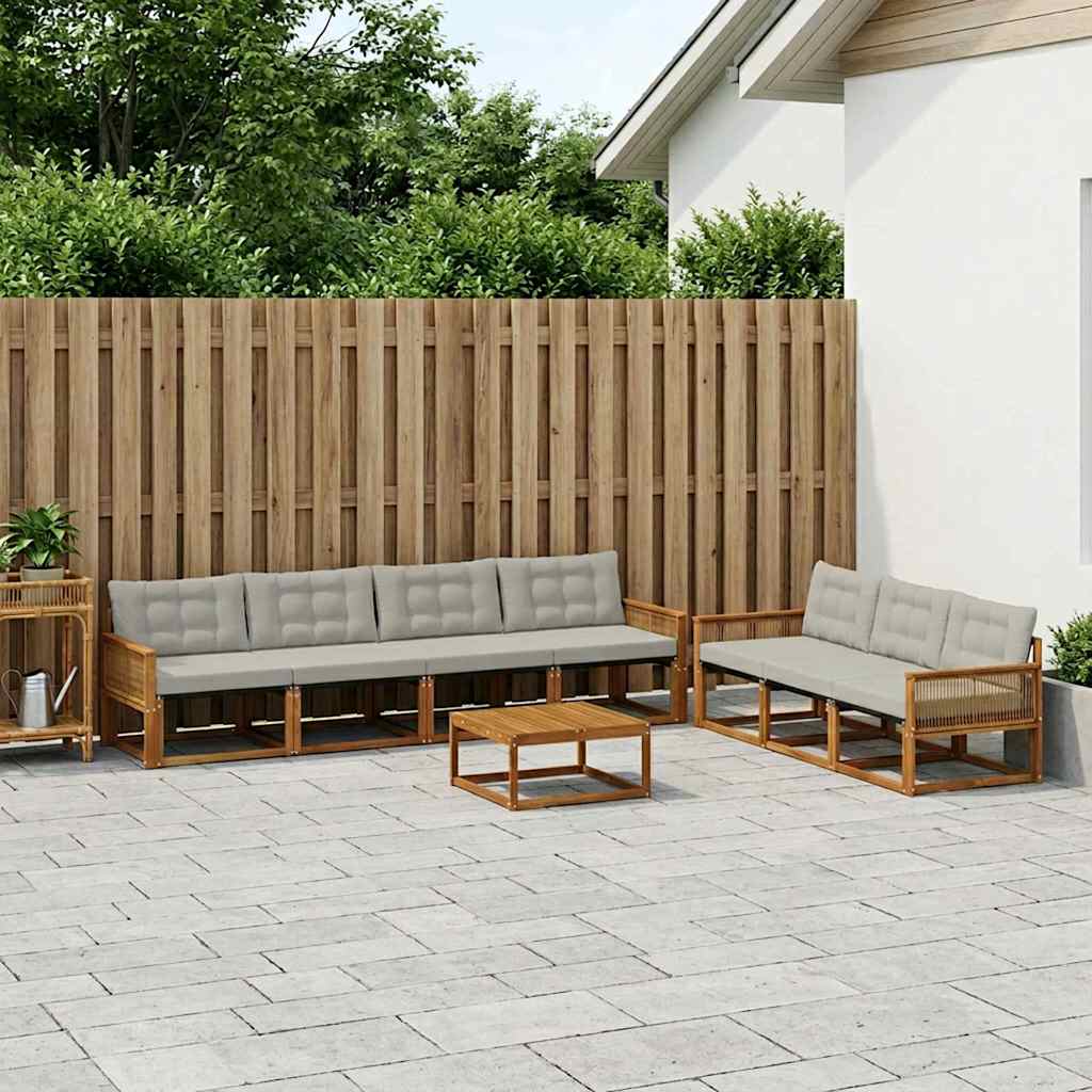 Set vanjskih sofa s jastukom 8 pcs Prirodna i svjetlosiva