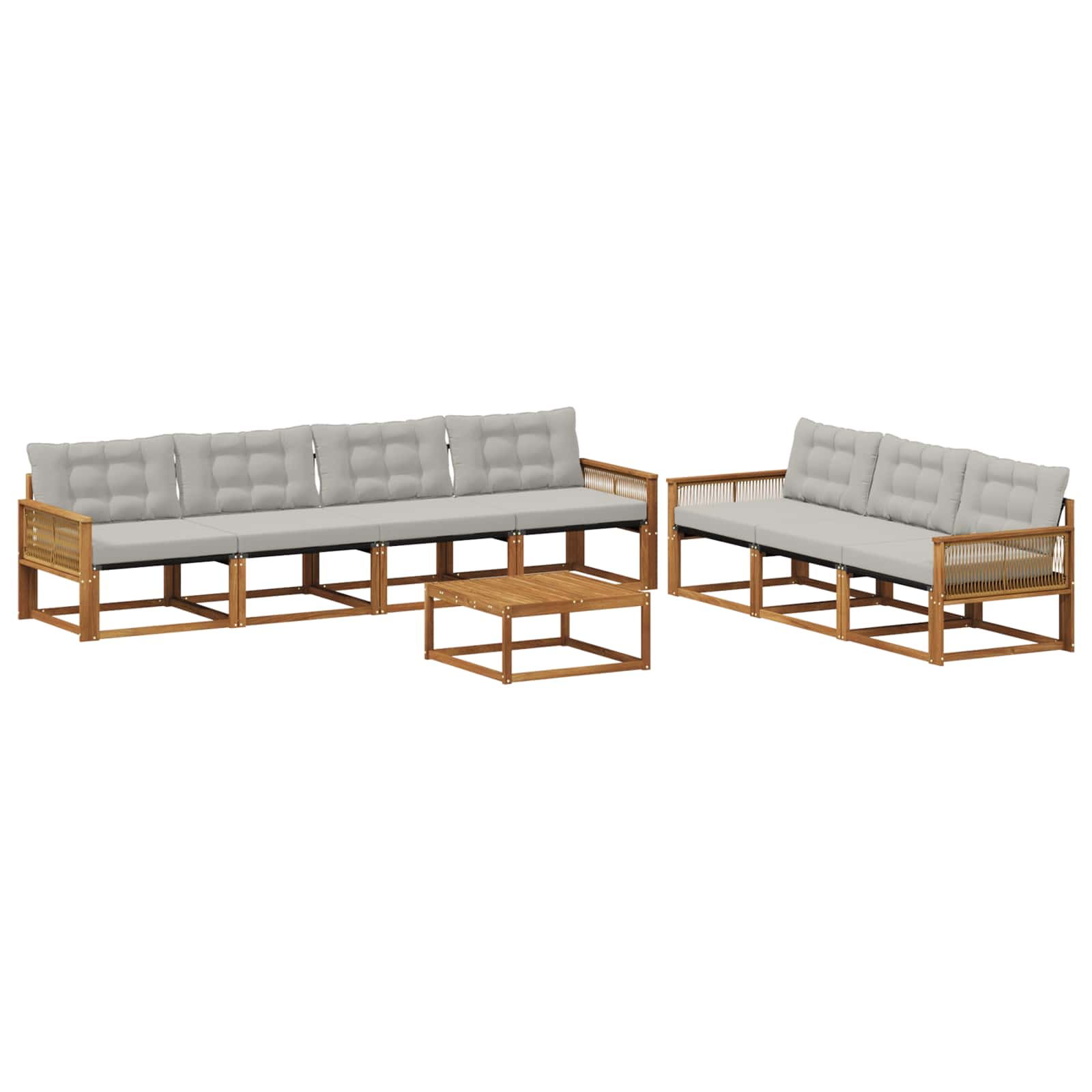 Set vanjskih sofa s jastukom 8 pcs Prirodna i svjetlosiva