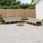 Set vanjskih sofa s jastukom 9 pcs Prirodna i svjetlosiva