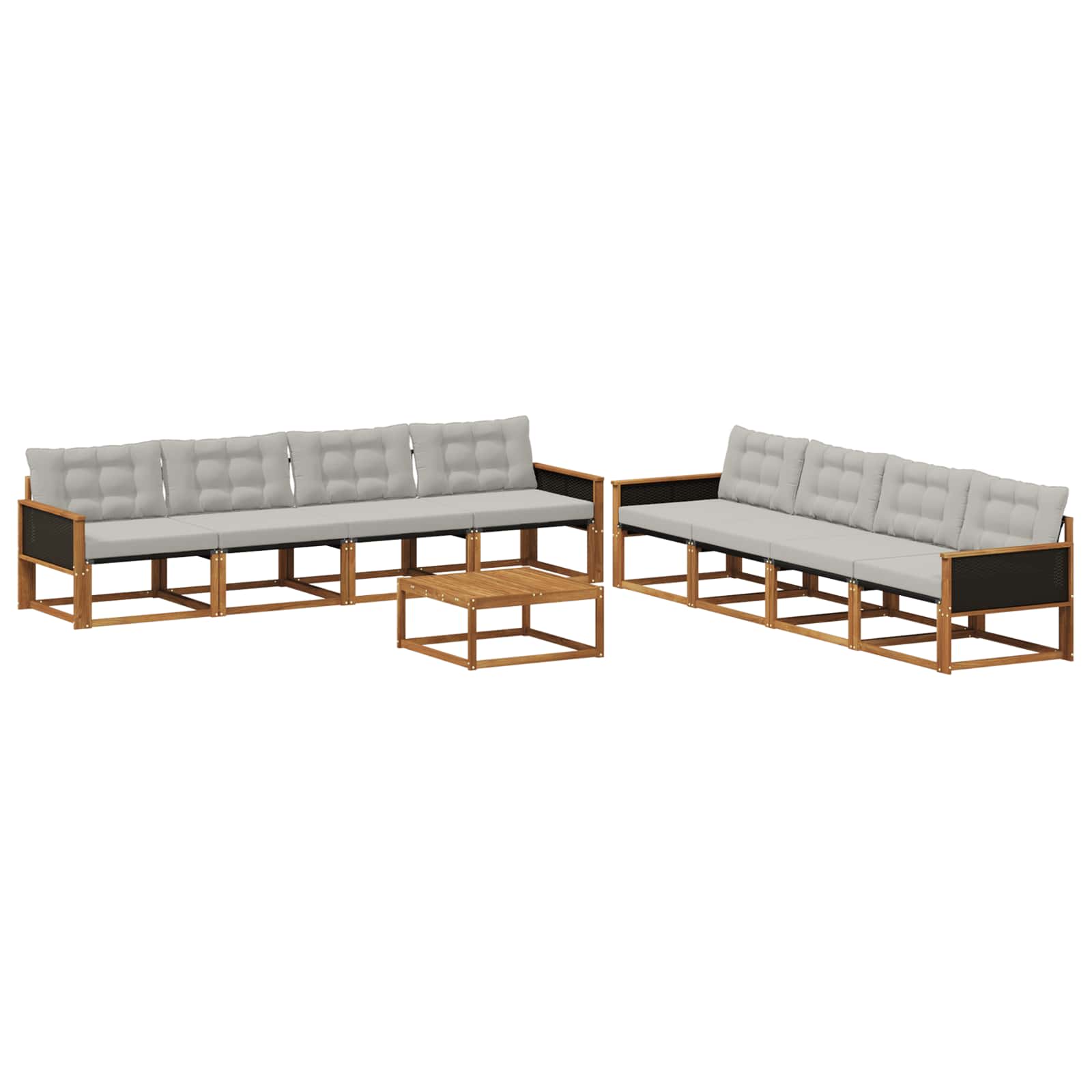 Set vanjskih sofa s jastukom 9 pcs Prirodna i svjetlosiva