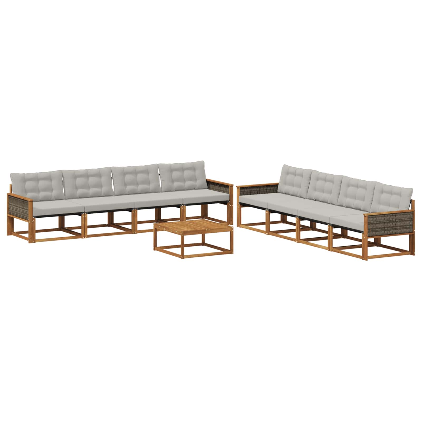 Set vanjskih sofa s jastukom 9 pcs Prirodna i svjetlosiva