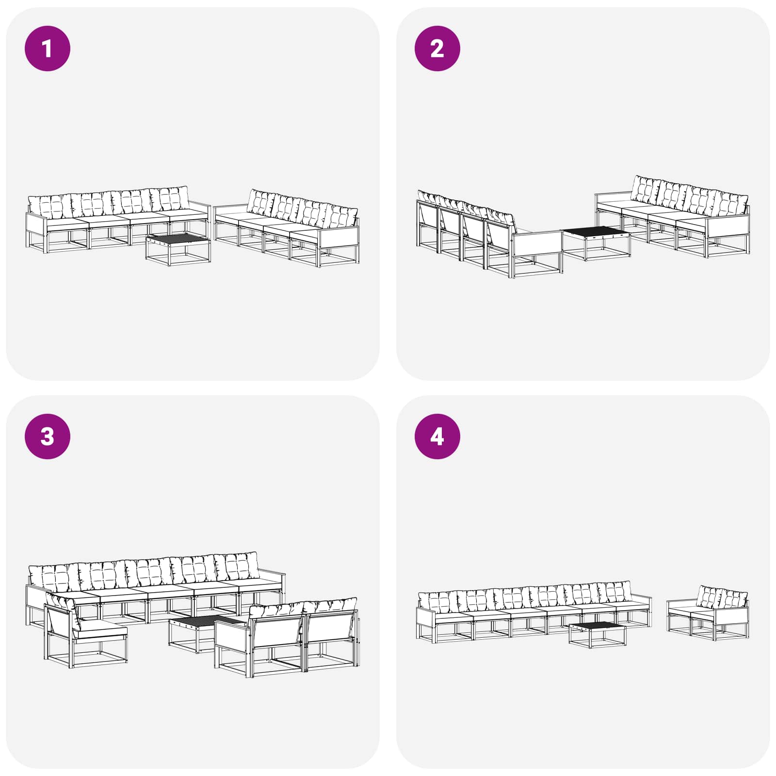 Set vanjskih sofa s jastukom 9 pcs Prirodna i svjetlosiva