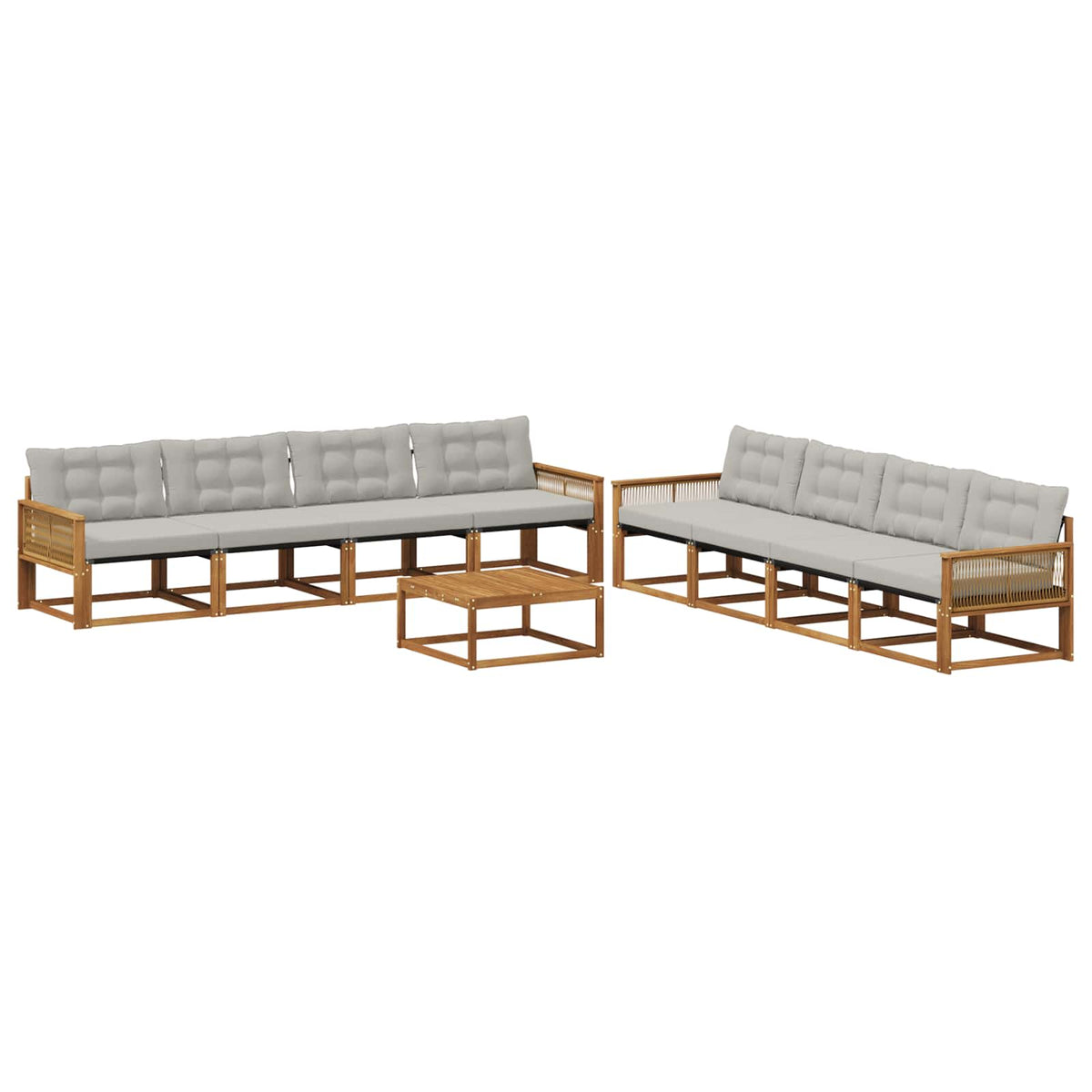 Set vanjskih sofa s jastukom 9 pcs Prirodna i svjetlosiva