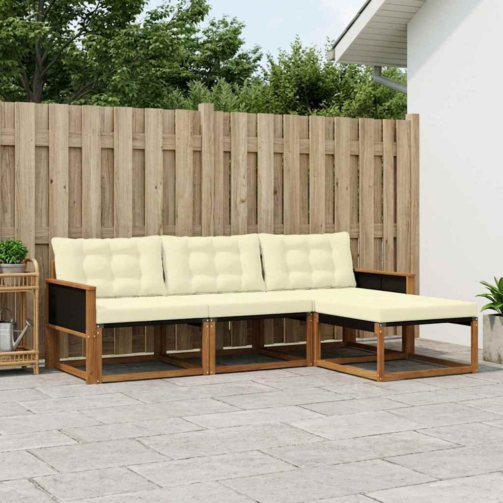Set vanjskih sofa 4 kom. Prirodna i krem