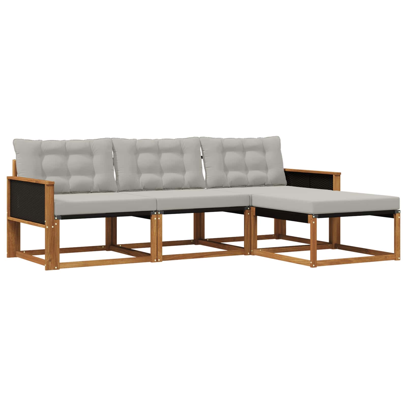 Set vanjskih sofa s jastukom 4 pcs Prirodna i svjetlosiva