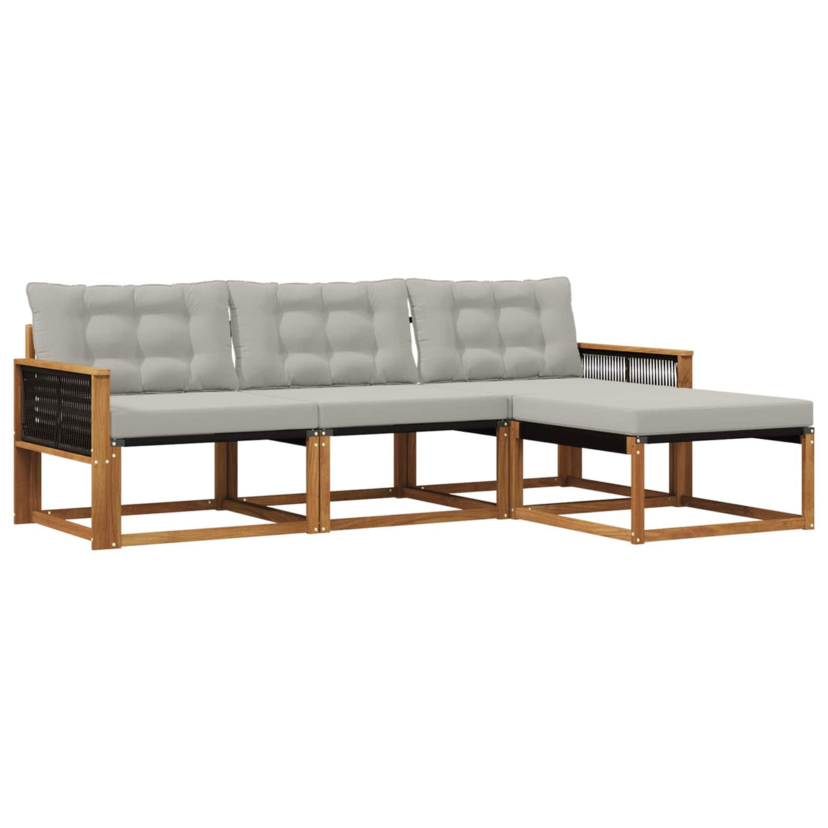 Set vanjskih sofa s jastukom 4 pcs Prirodna i svjetlosiva