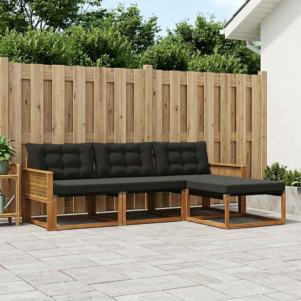 Set vanjskih sofa 4 kom. Prirodna i crna