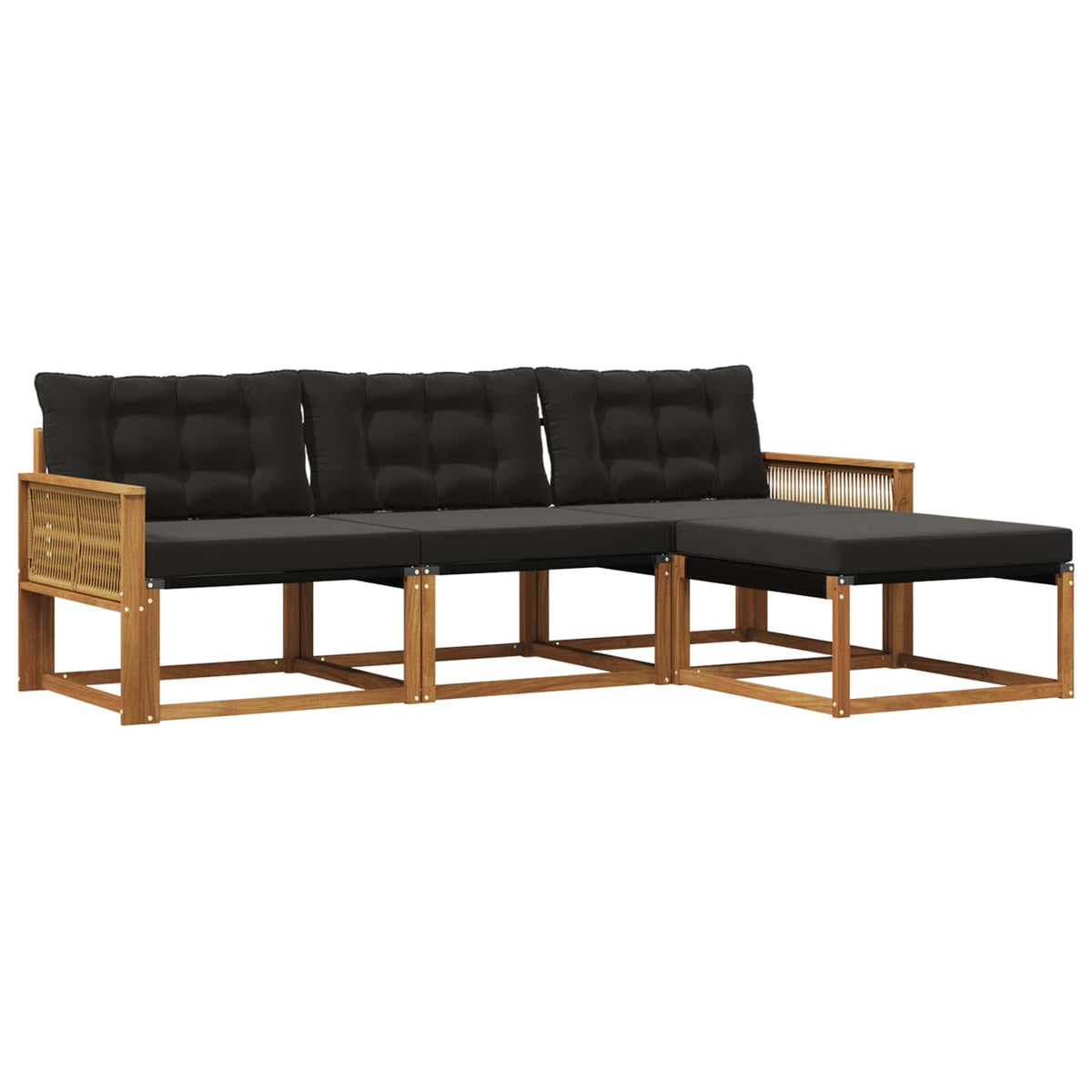 Set vanjskih sofa 4 kom. Prirodna i crna